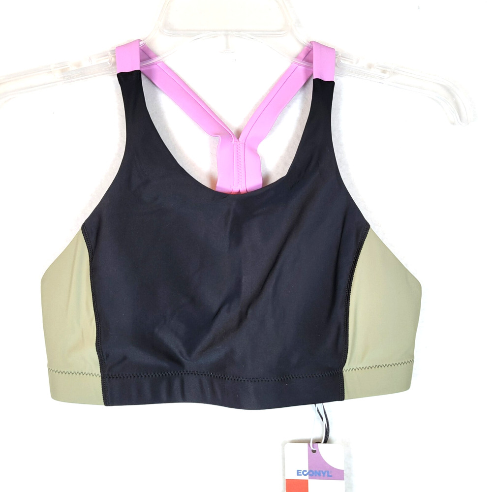prAna Womens Baja Bound Athletic Bikini Top Swimwear Size Small Black Racerback